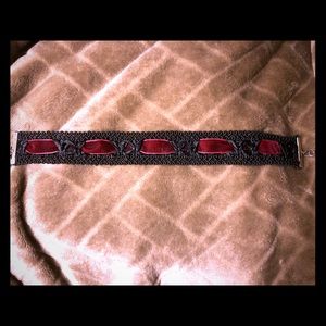 Victorian red and black velvet choker